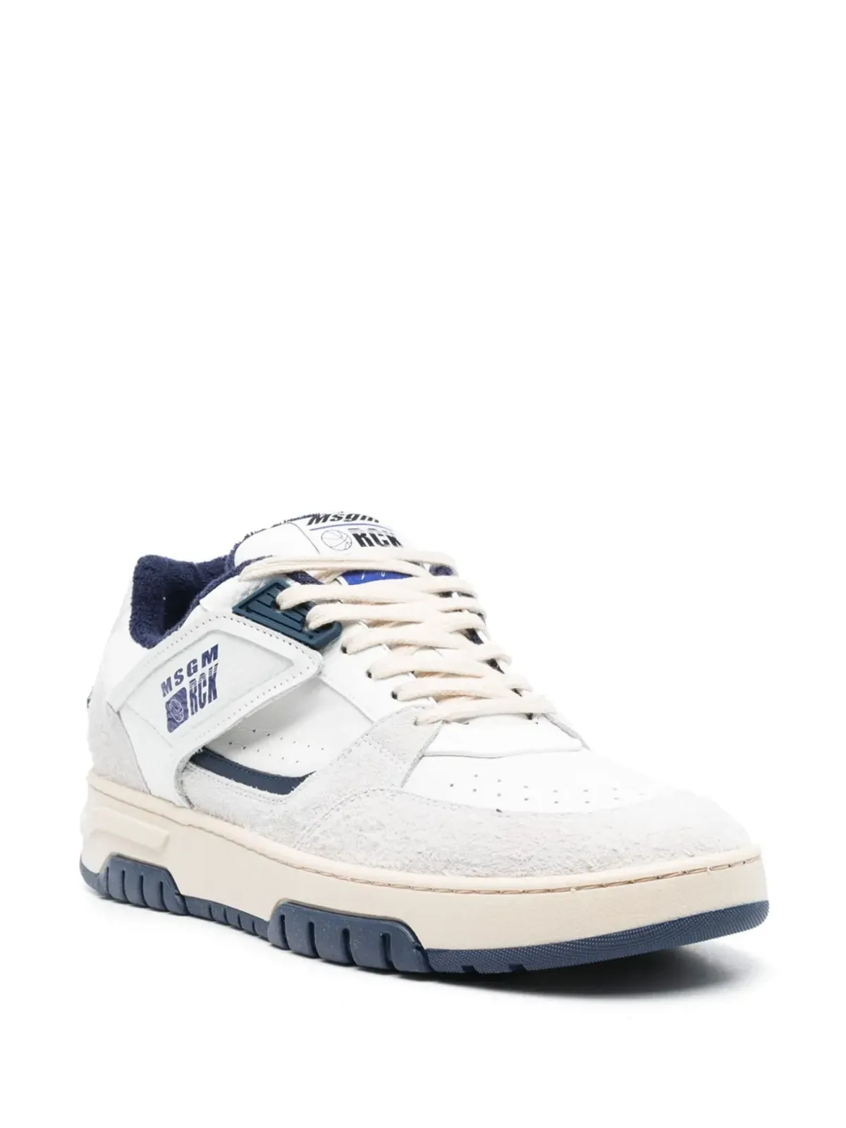 MSGM カラーブロック パネルド レザー スニーカー - ホワイト - 画像2