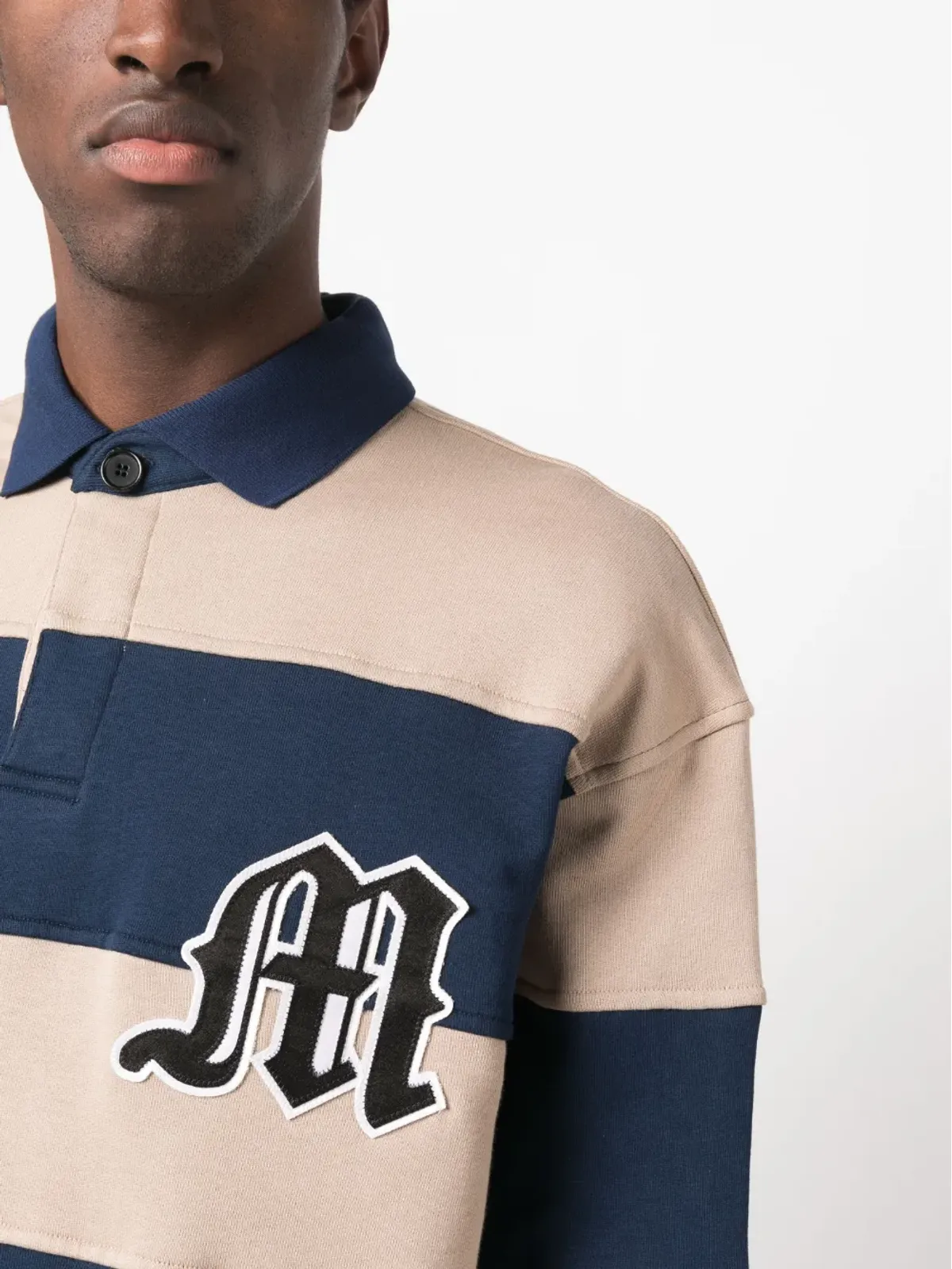 MSGM ロゴパッチ付きストライプポロ スウェットシャツ - 画像5