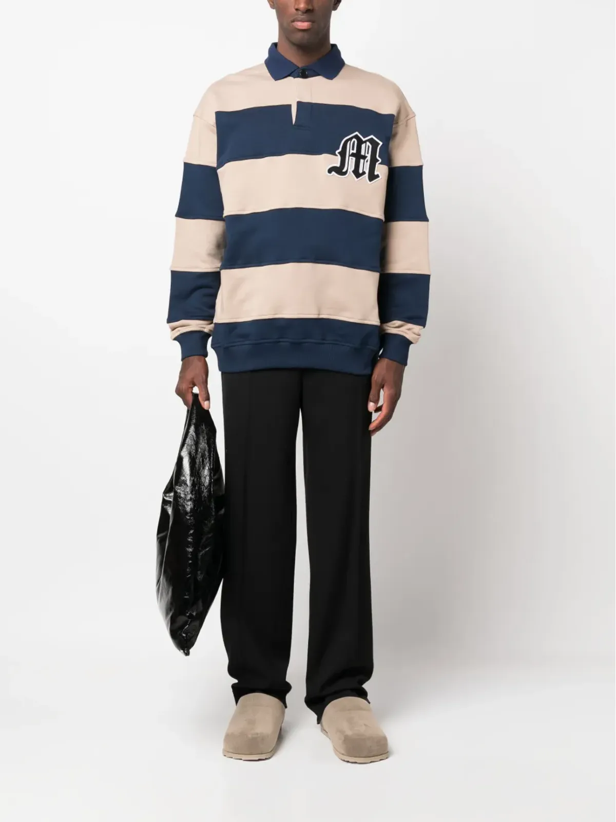 MSGM ロゴパッチ付きストライプポロ スウェットシャツ - 画像2