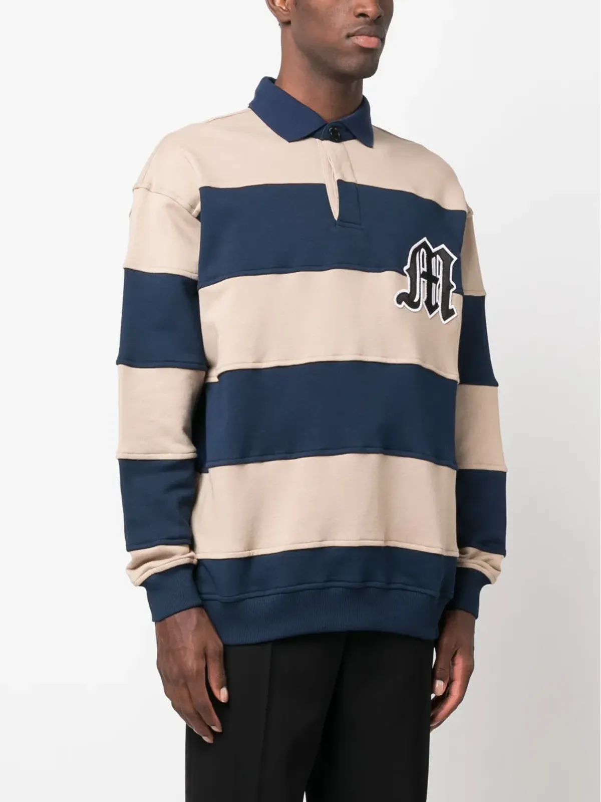 MSGM ロゴパッチ付きストライプポロ スウェットシャツ - 画像3