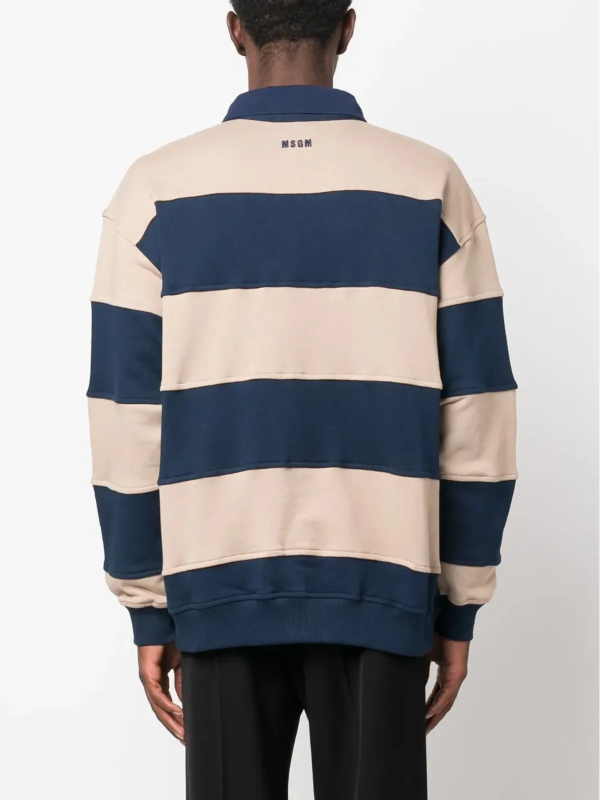 MSGM ロゴパッチ付きストライプポロ スウェットシャツ - 画像4