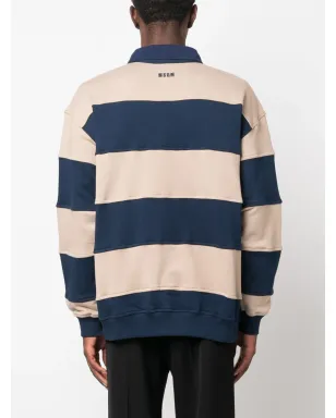 MSGM ロゴパッチ付きストライプポロ スウェットシャツ - サムネイル4
