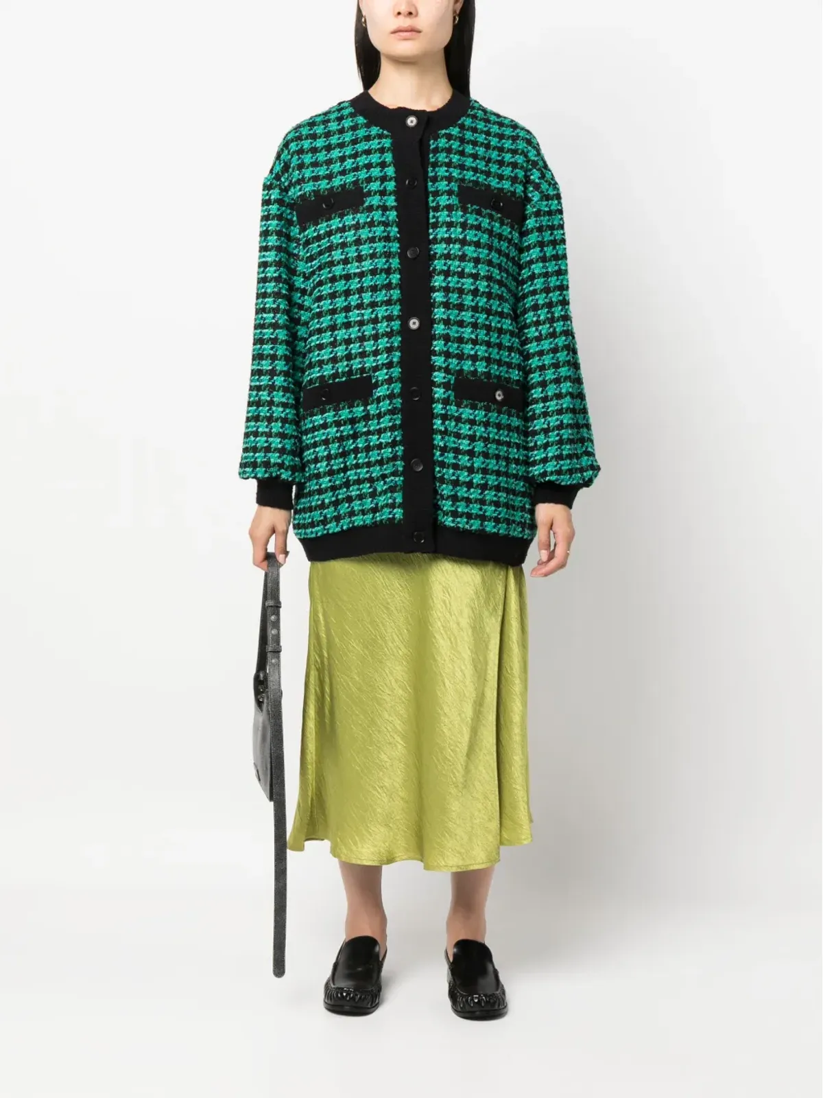 MSGM ハウンドトースト柄ツイード カーデコート - 画像2