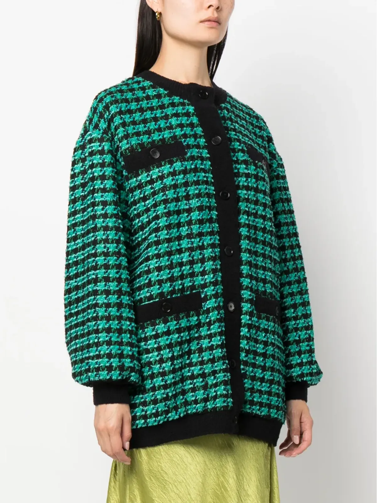 MSGM ハウンドトースト柄ツイード カーデコート - 画像3
