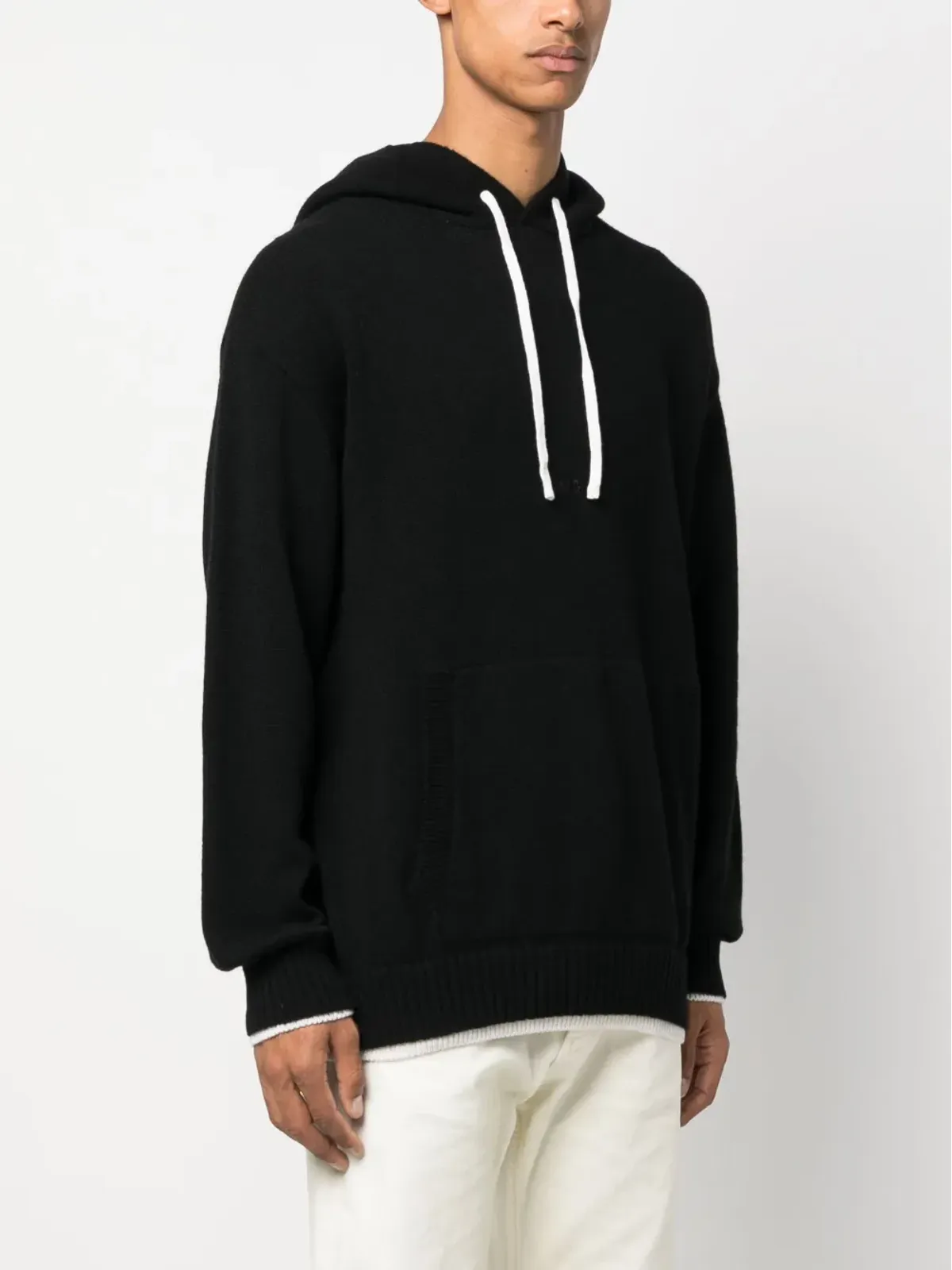 MSGM コントラストトリム ドローストリングフーディ - ブラック - 画像3