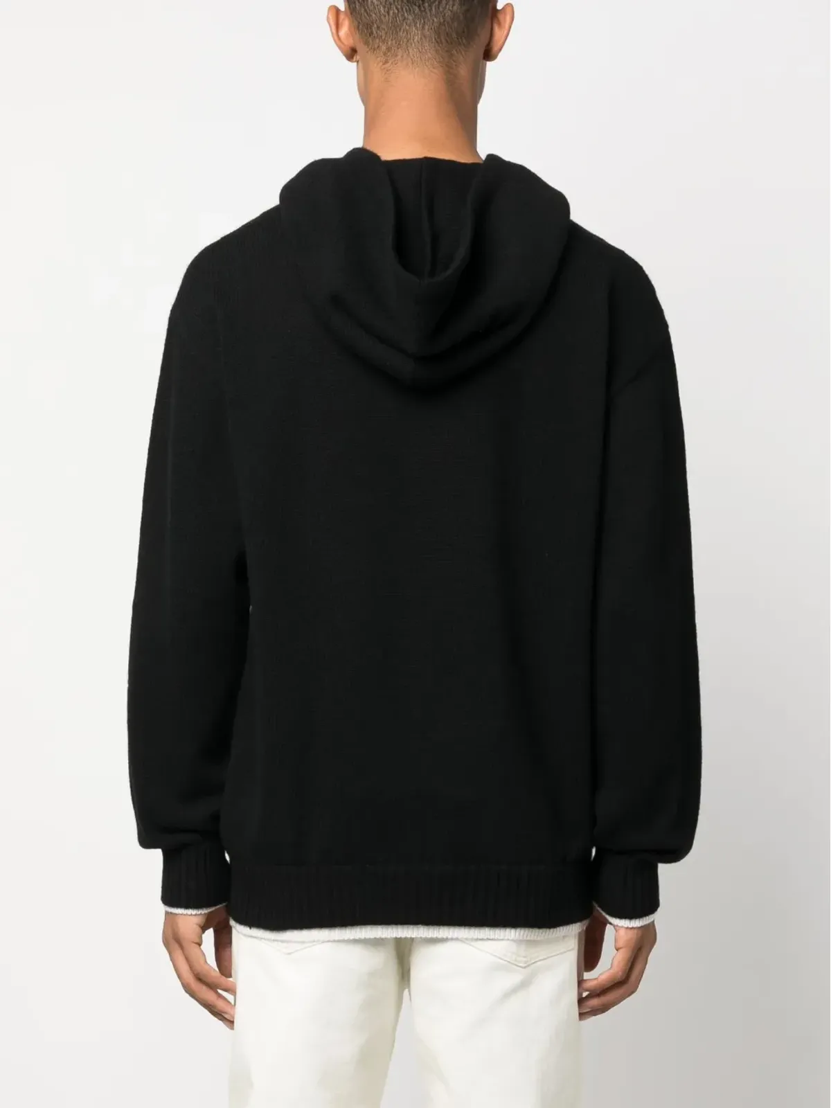MSGM コントラストトリム ドローストリングフーディ - ブラック - 画像4