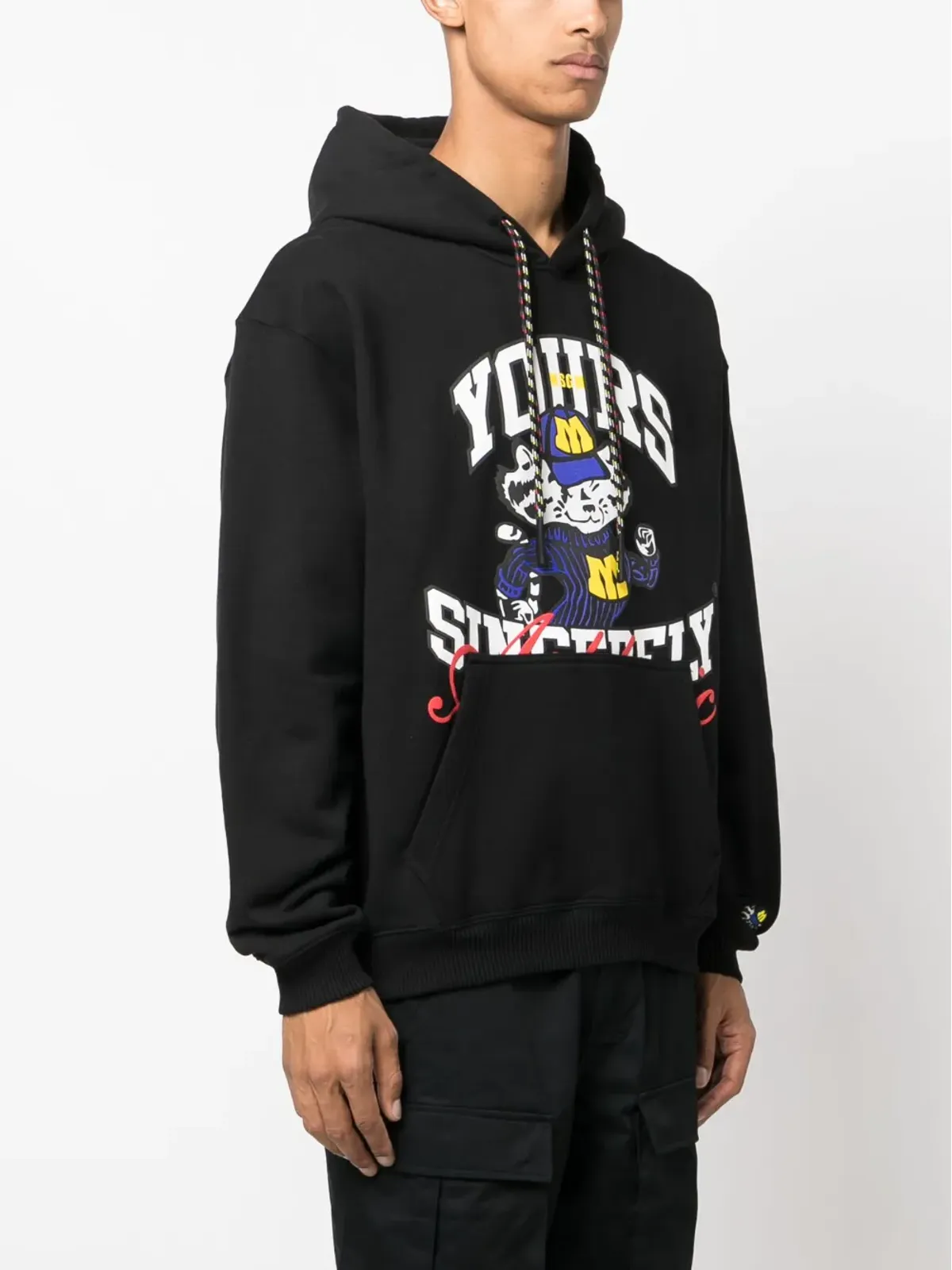 MSGM グラフィックプリント コットン パーカー ブラック - 画像3