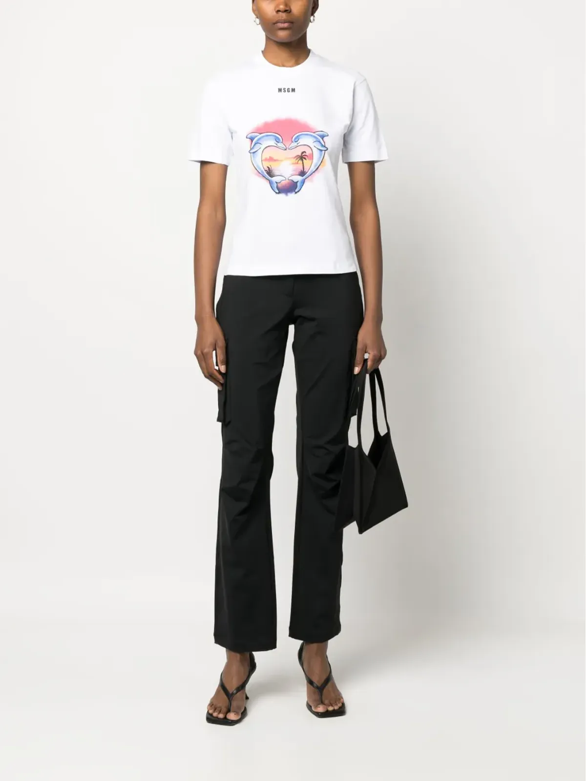 MSGM イルカ柄コットンTシャツ - 画像2