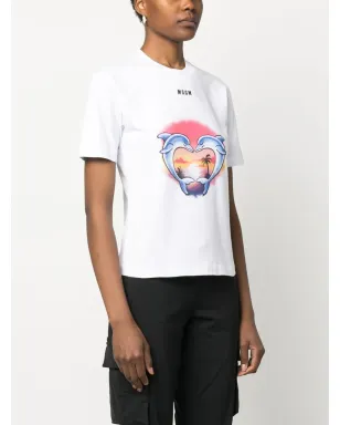 MSGM イルカ柄コットンTシャツ - サムネイル3
