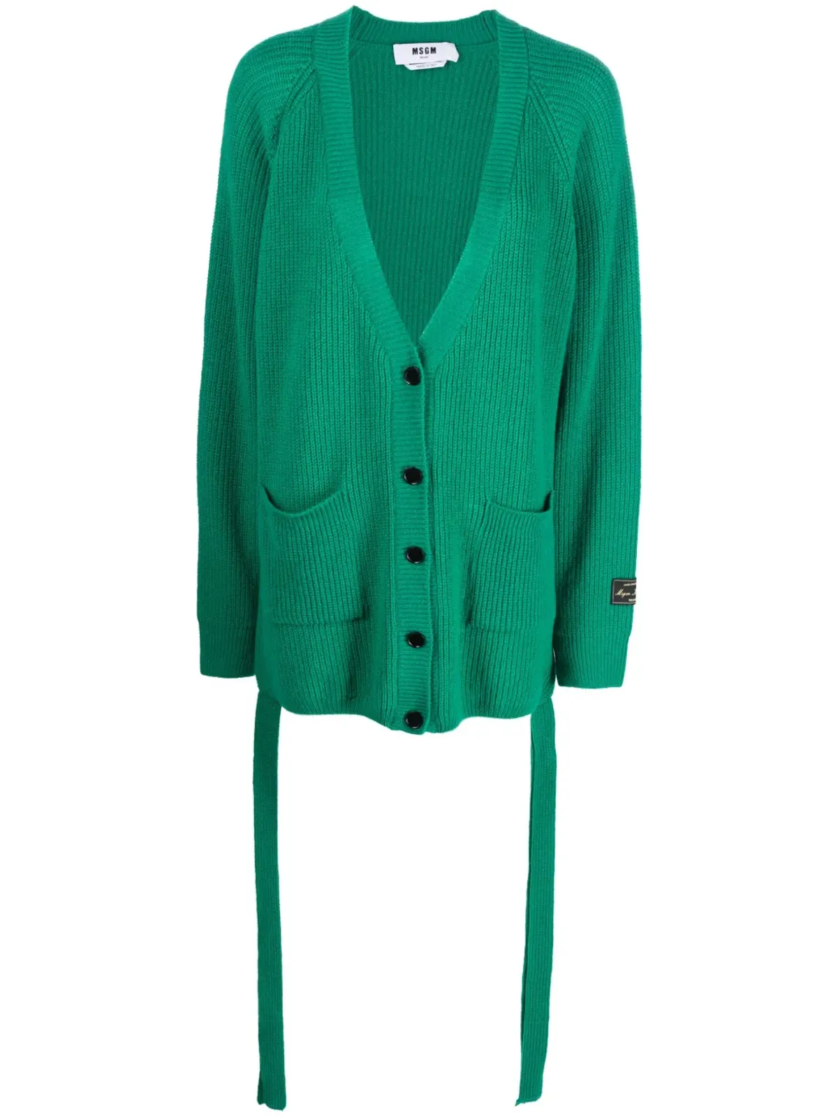 MSGM リブ編みウール混紡カーディガン - Green - 画像1