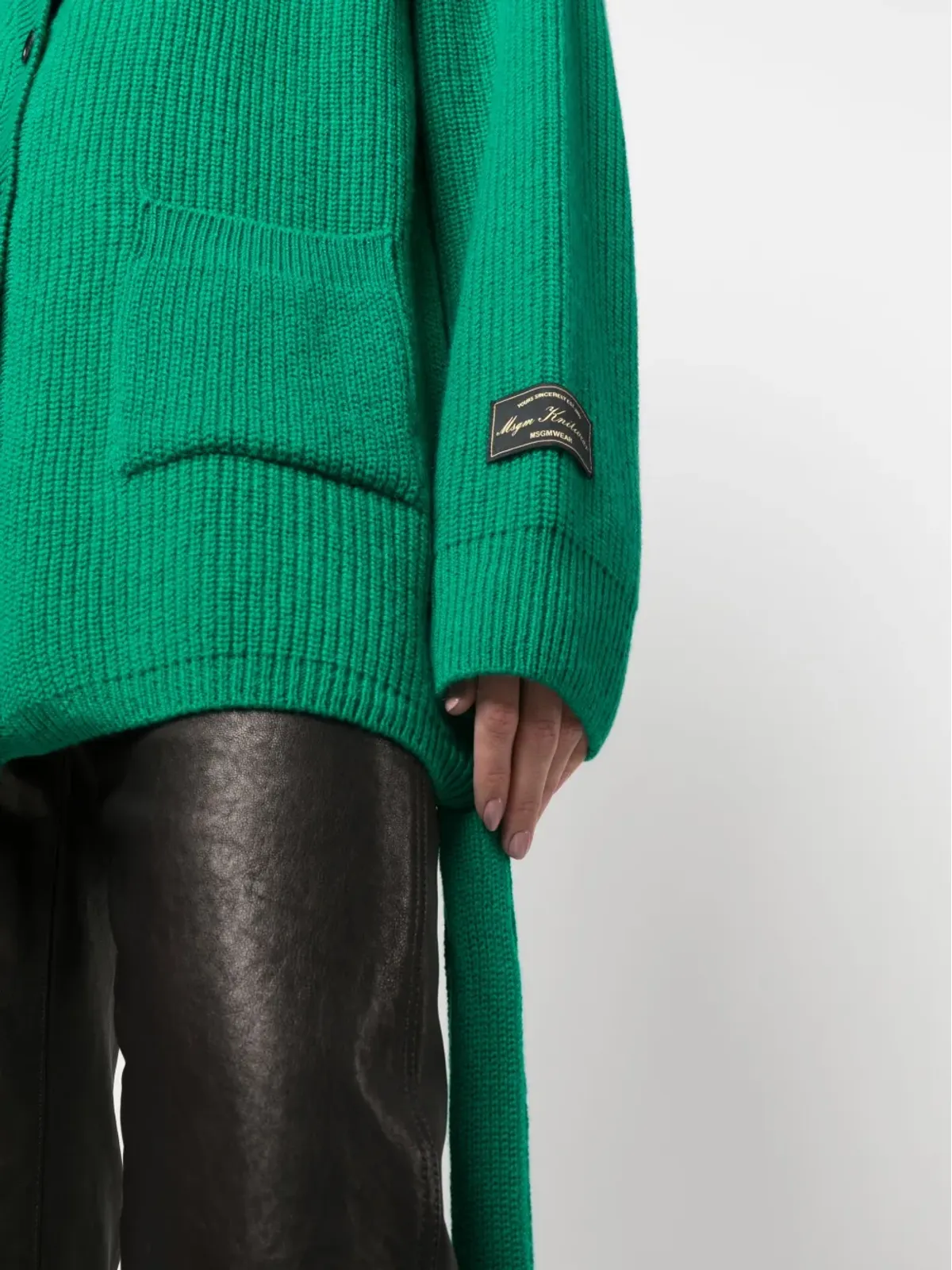 MSGM リブ編みウール混紡カーディガン - Green - 画像5