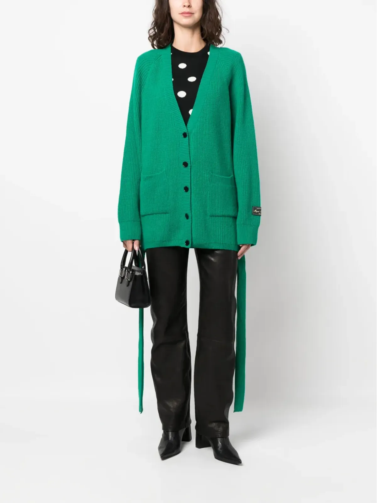MSGM リブ編みウール混紡カーディガン - Green - 画像2