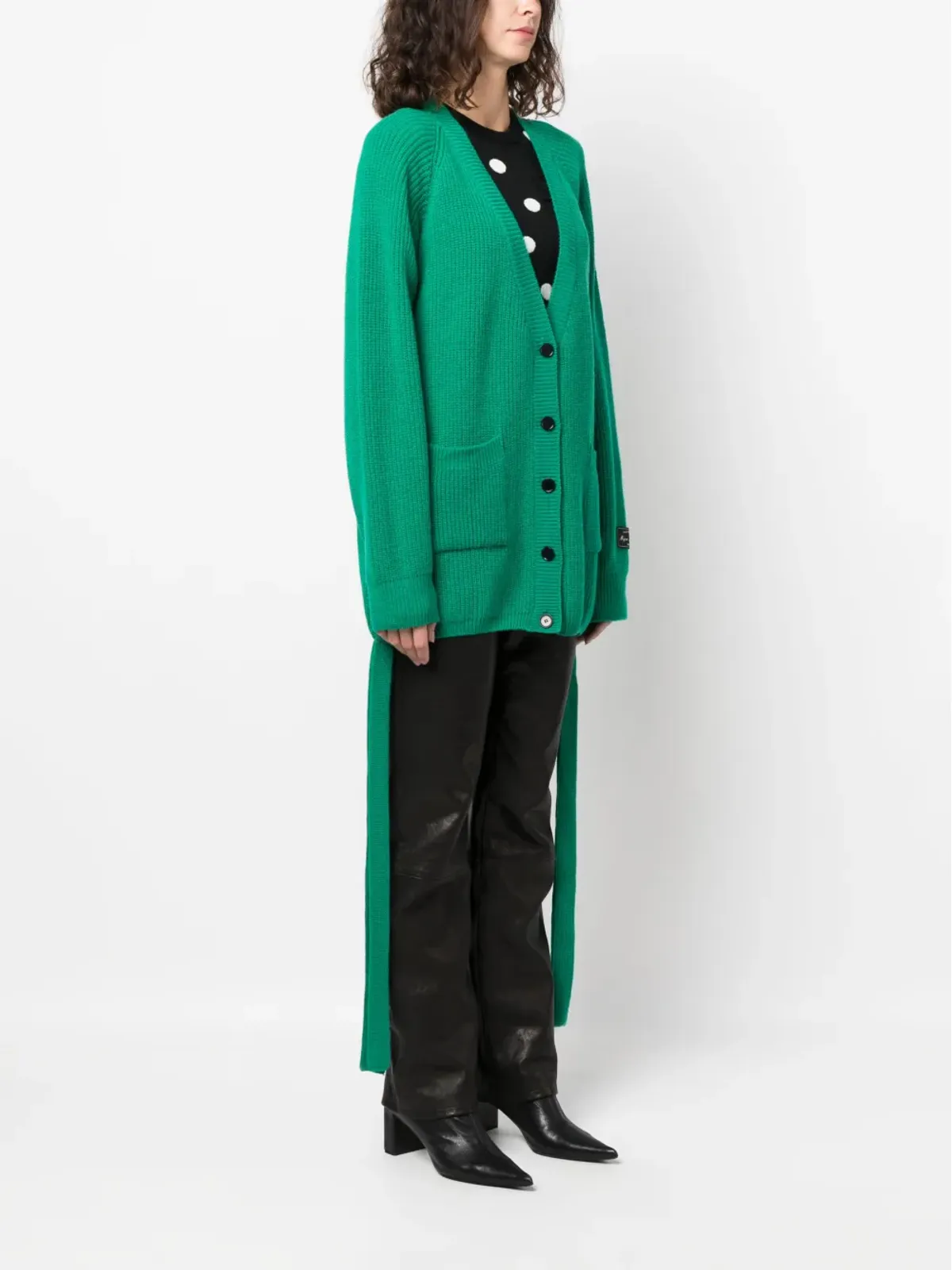 MSGM リブ編みウール混紡カーディガン - Green - 画像3