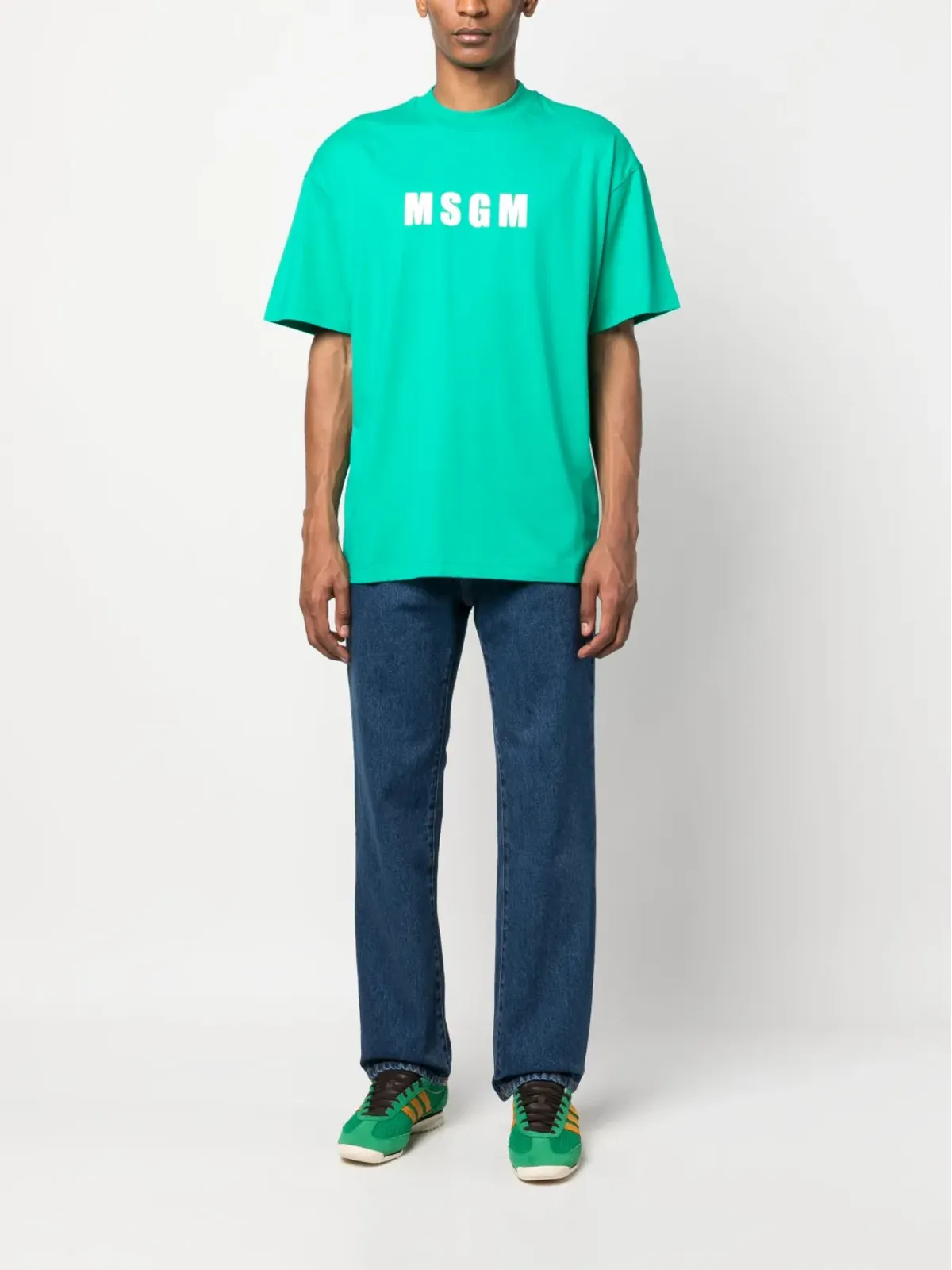 MSGM ロゴ刺繍ストレートジーンズ ブルー - 画像2