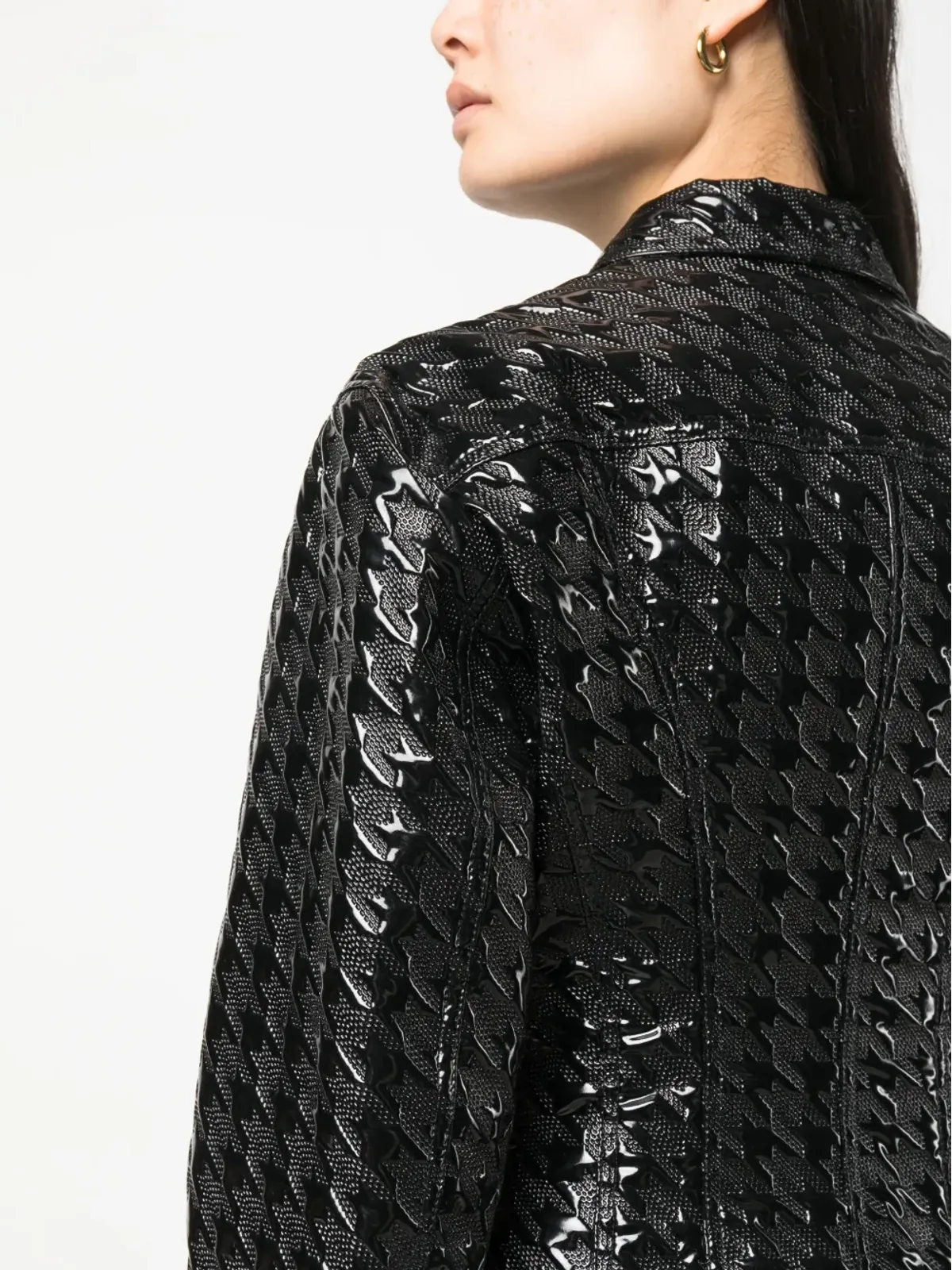 MSGM エンボス柄フェイクレザー シャツジャケット（ブラック） - 画像5