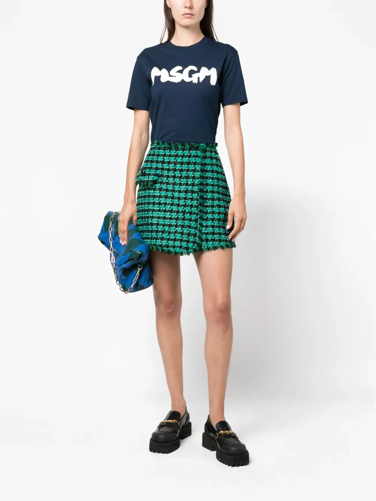 MSGM ツイード・ハウンドトゥース柄ショートパンツ - 画像2