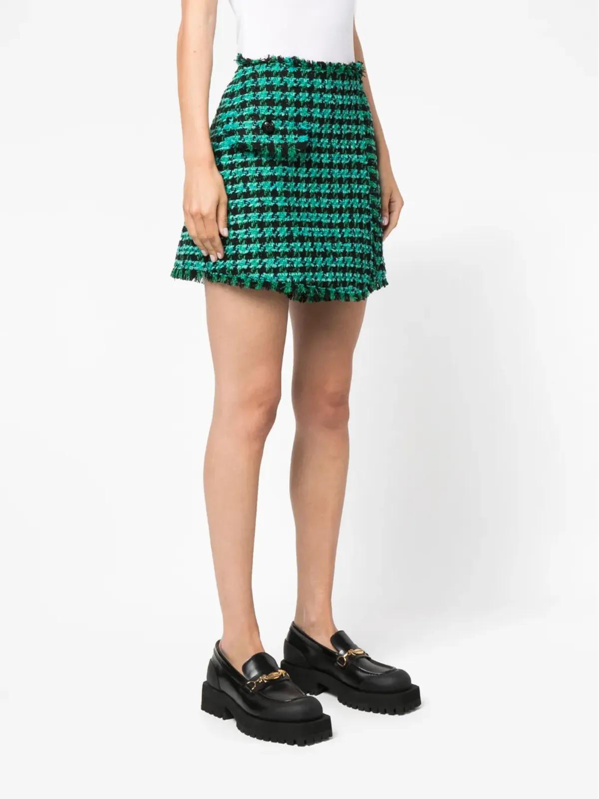 MSGM ツイード・ハウンドトゥース柄ショートパンツ - 画像3
