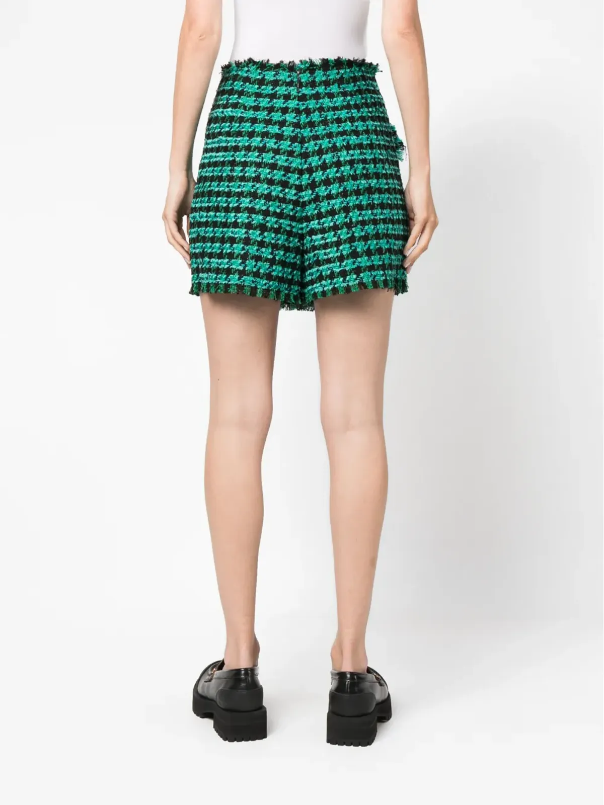 MSGM ツイード・ハウンドトゥース柄ショートパンツ - 画像4