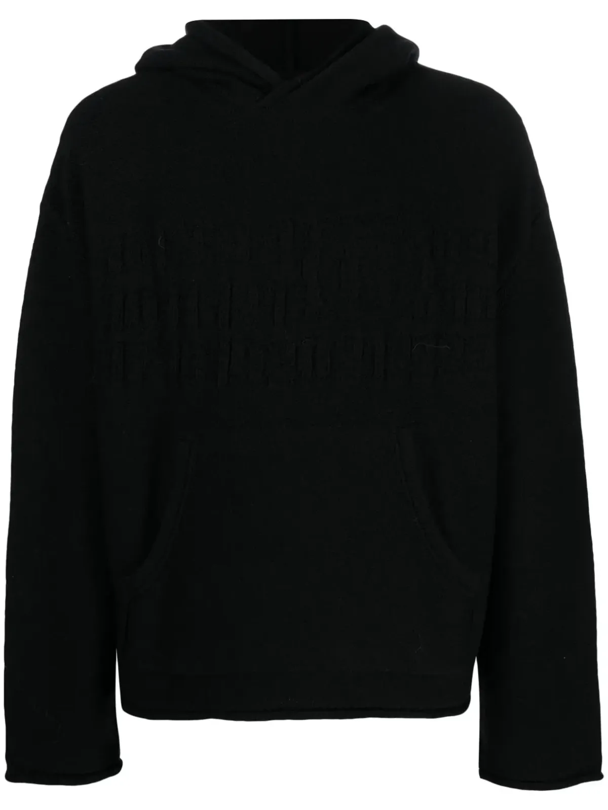 MM6 Maison Margiela number-motif knitted hoodie - Black - 画像1