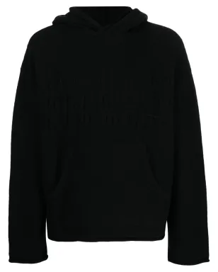 MM6 Maison Margiela number-motif knitted hoodie - Black - サムネイル1