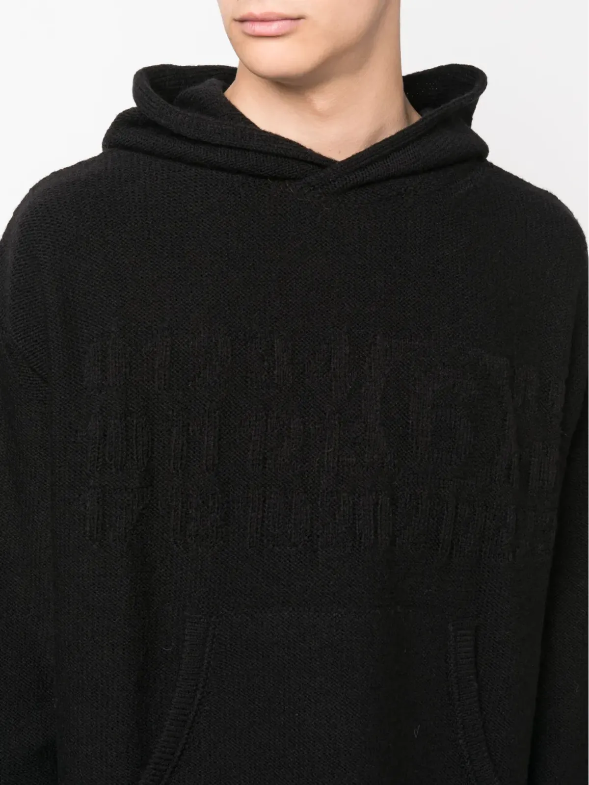 MM6 Maison Margiela number-motif knitted hoodie - Black - 画像5