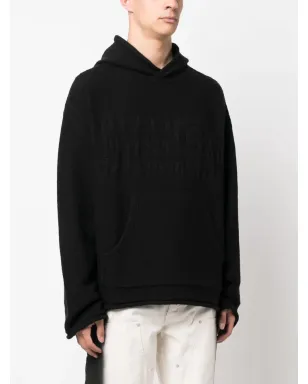 MM6 Maison Margiela number-motif knitted hoodie - Black - サムネイル3