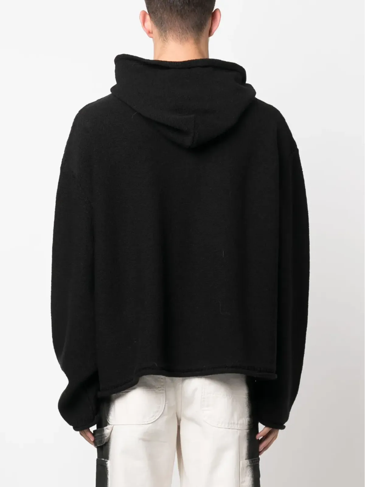 MM6 Maison Margiela number-motif knitted hoodie - Black - 画像4