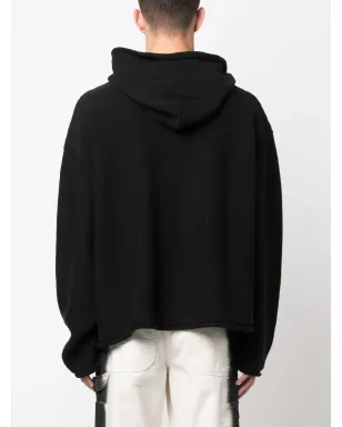 MM6 Maison Margiela number-motif knitted hoodie - Black - サムネイル4