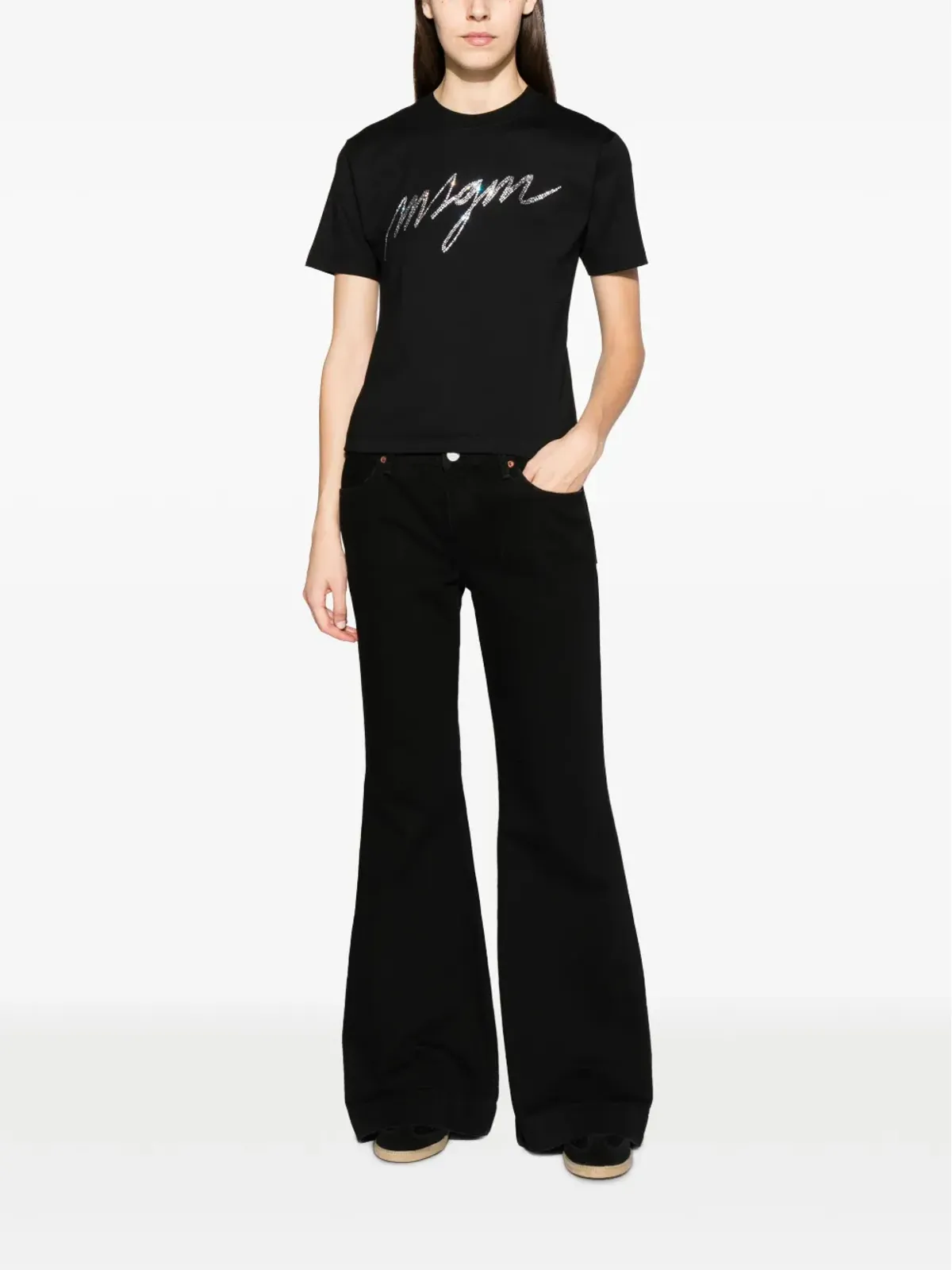 MSGM ロゴアップリケ コットン Tシャツ - 画像2