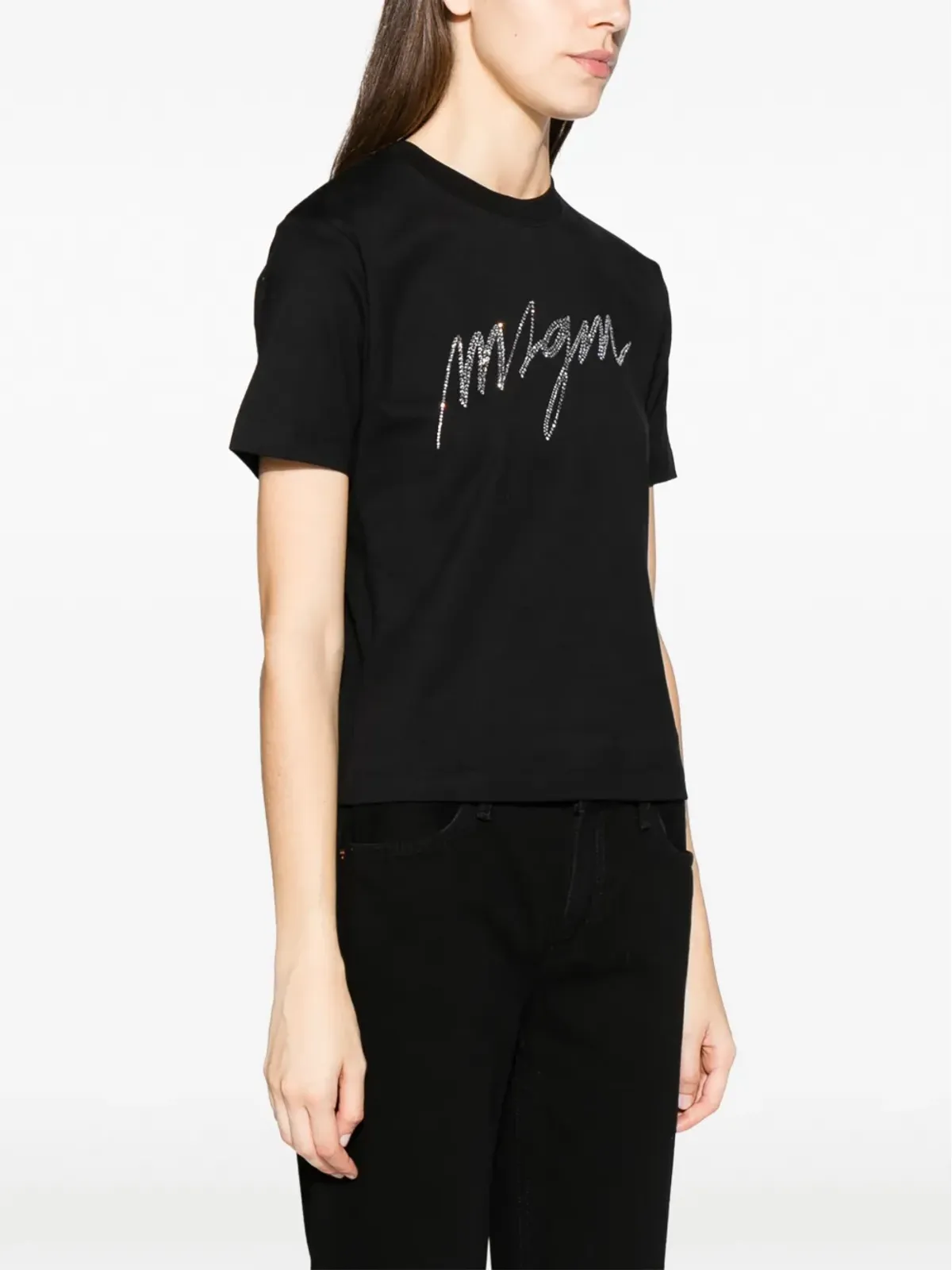 MSGM ロゴアップリケ コットン Tシャツ - 画像3