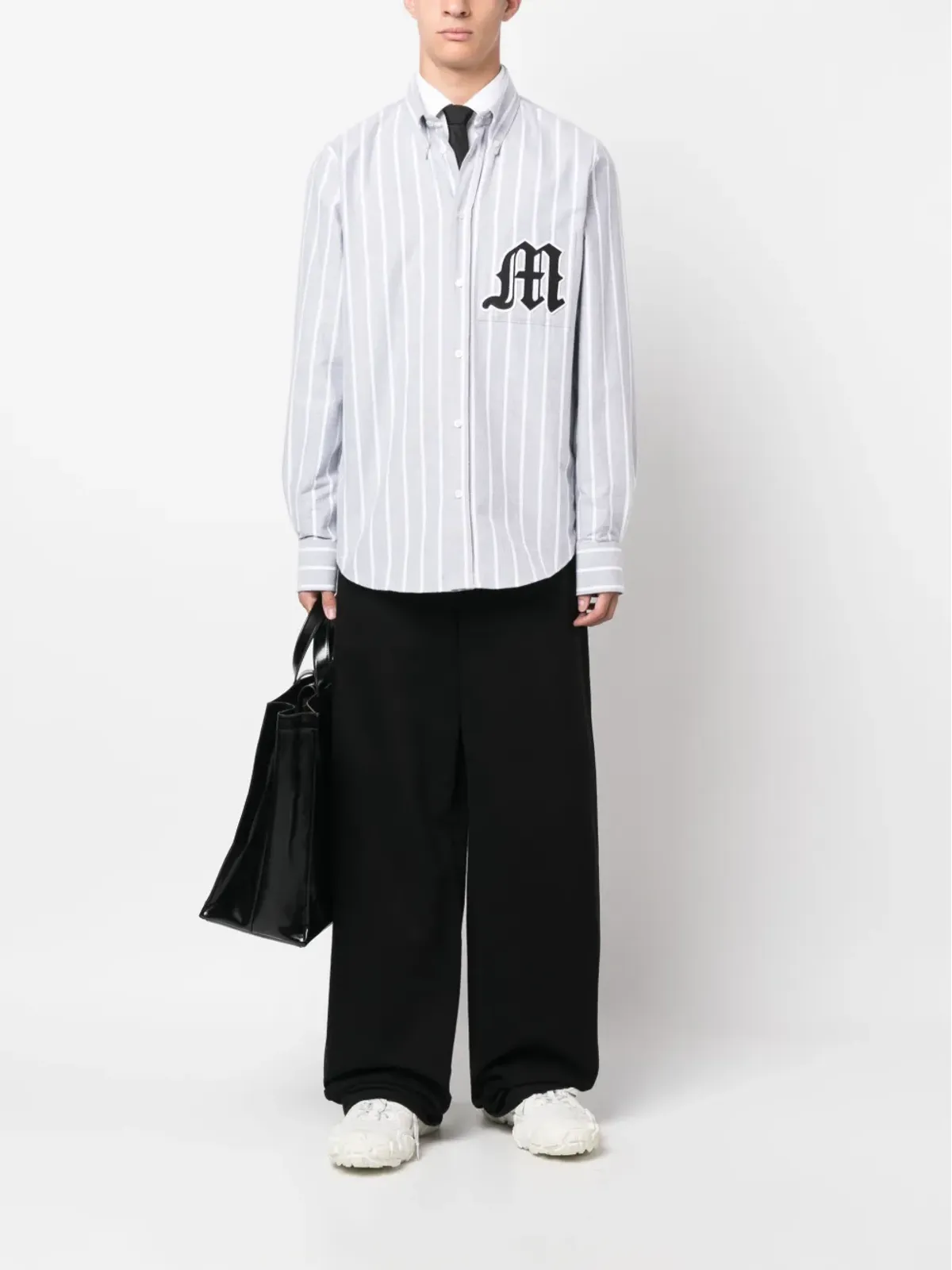 MSGM ロゴアップリケ付きストライプコットンシャツ - 画像2