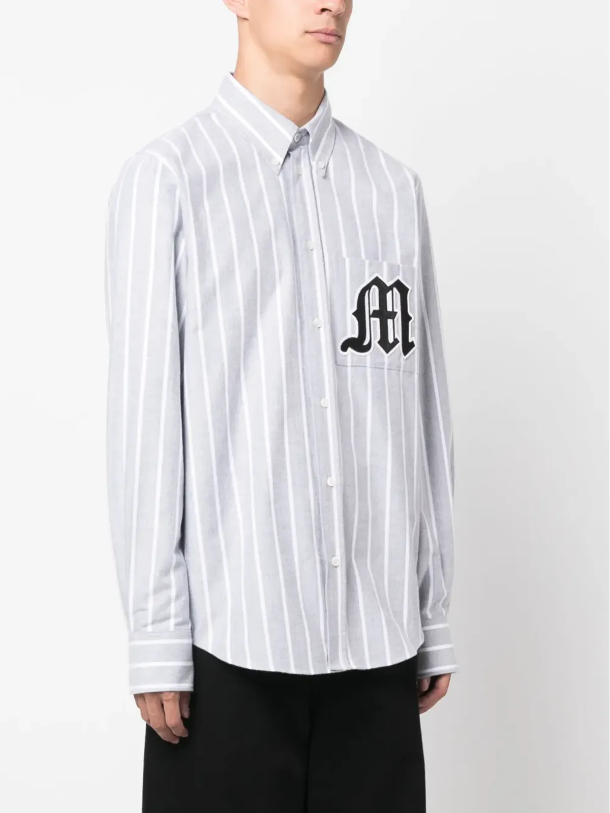 MSGM ロゴアップリケ付きストライプコットンシャツ - 画像3