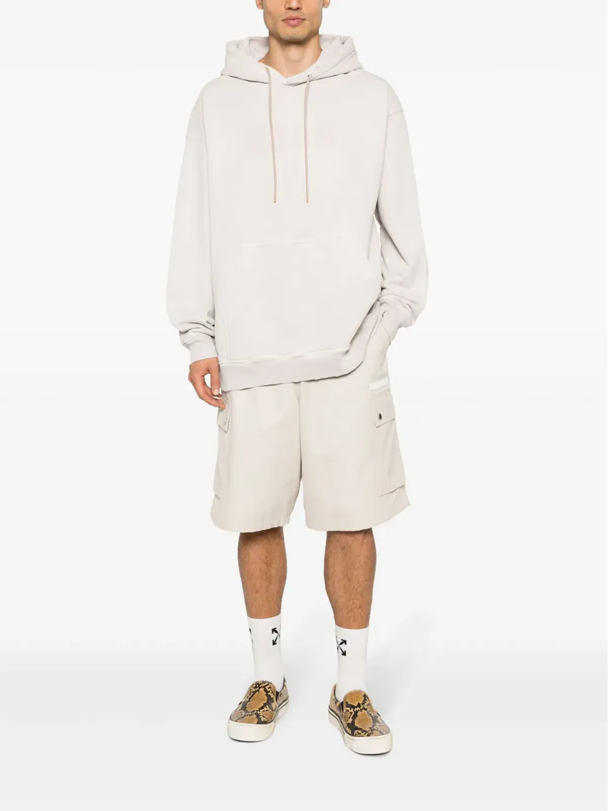 MSGM トーンロゴプリント コットン フーディー - 画像2