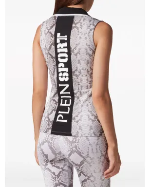 Plein Sport ヘビ柄プリント ノースリーブ ポロシャツ - サムネイル4