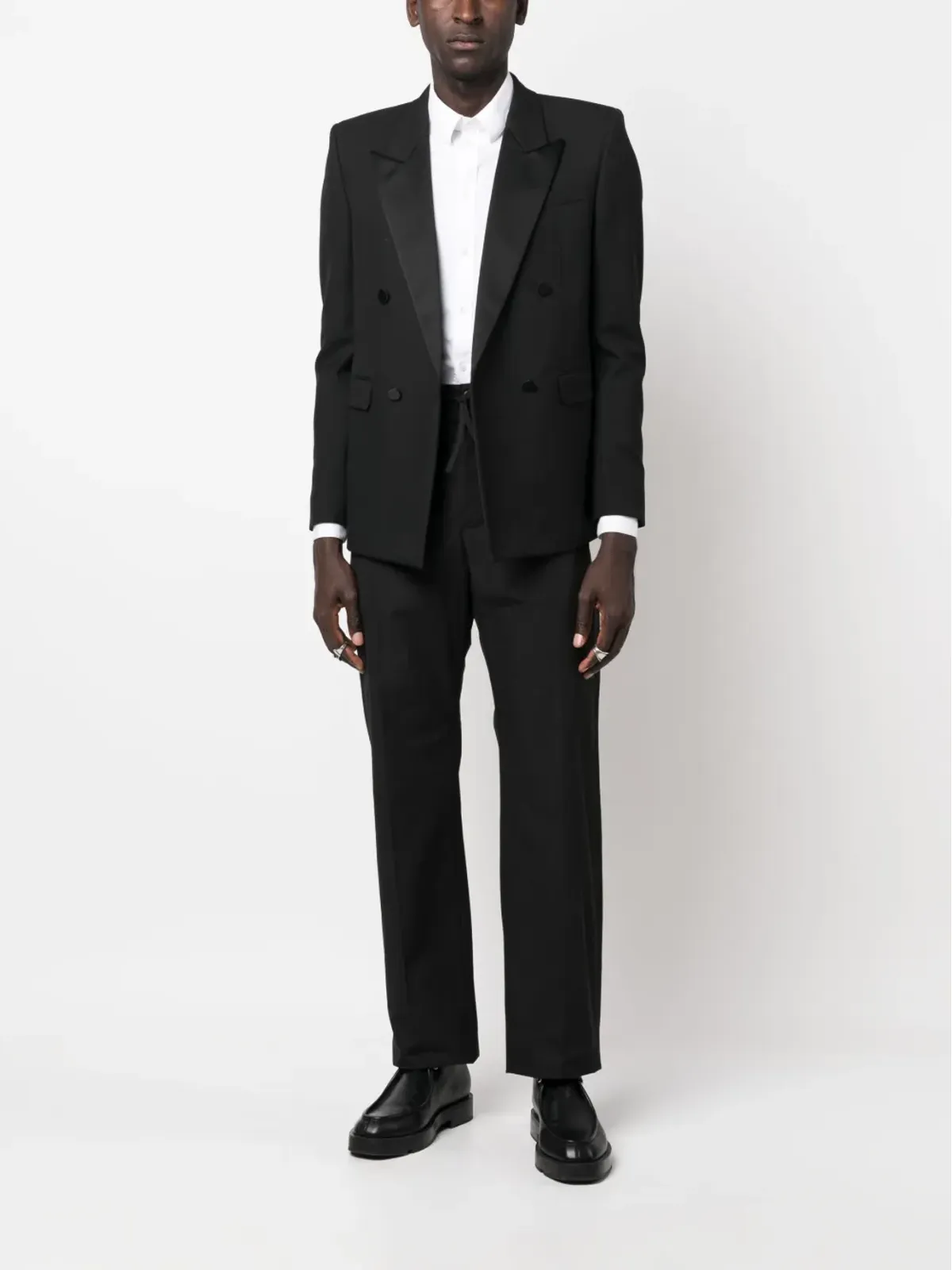 Alexander McQueen ドローストリングウエストストレートレッグパンツ（ブラック） - 画像2