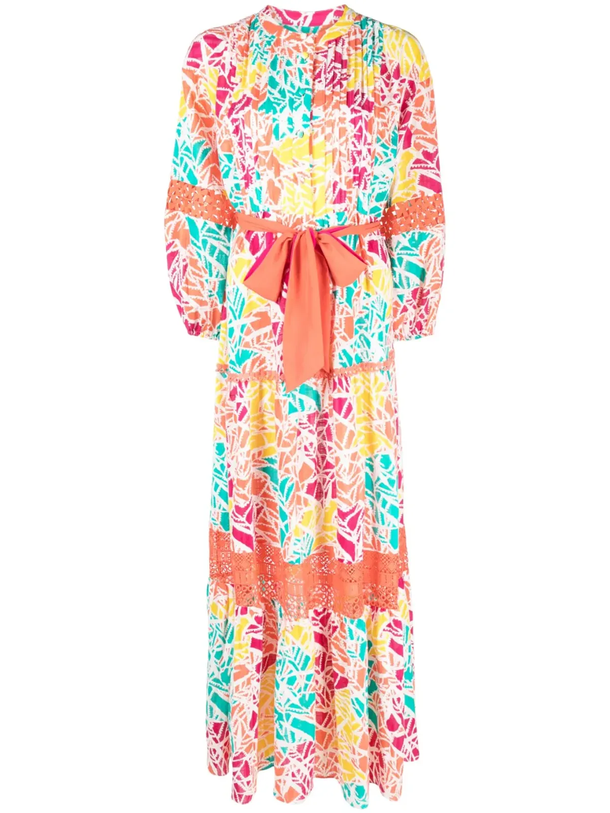 DVF Diane von Furstenberg グラフィックプリント ウエスト結びドレス オレンジ - 画像1