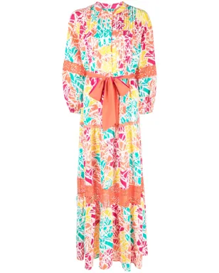 DVF Diane von Furstenberg グラフィックプリント ウエスト結びドレス オレンジ - サムネイル1