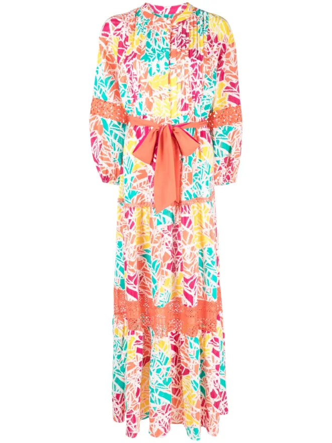 DVF Diane von Furstenberg DVF Diane von Furstenberg グラフィックプリント ウエスト結びドレス オレンジの商品画像