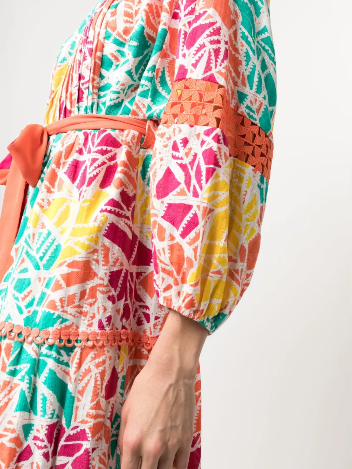 DVF Diane von Furstenberg グラフィックプリント ウエスト結びドレス オレンジ - 画像5