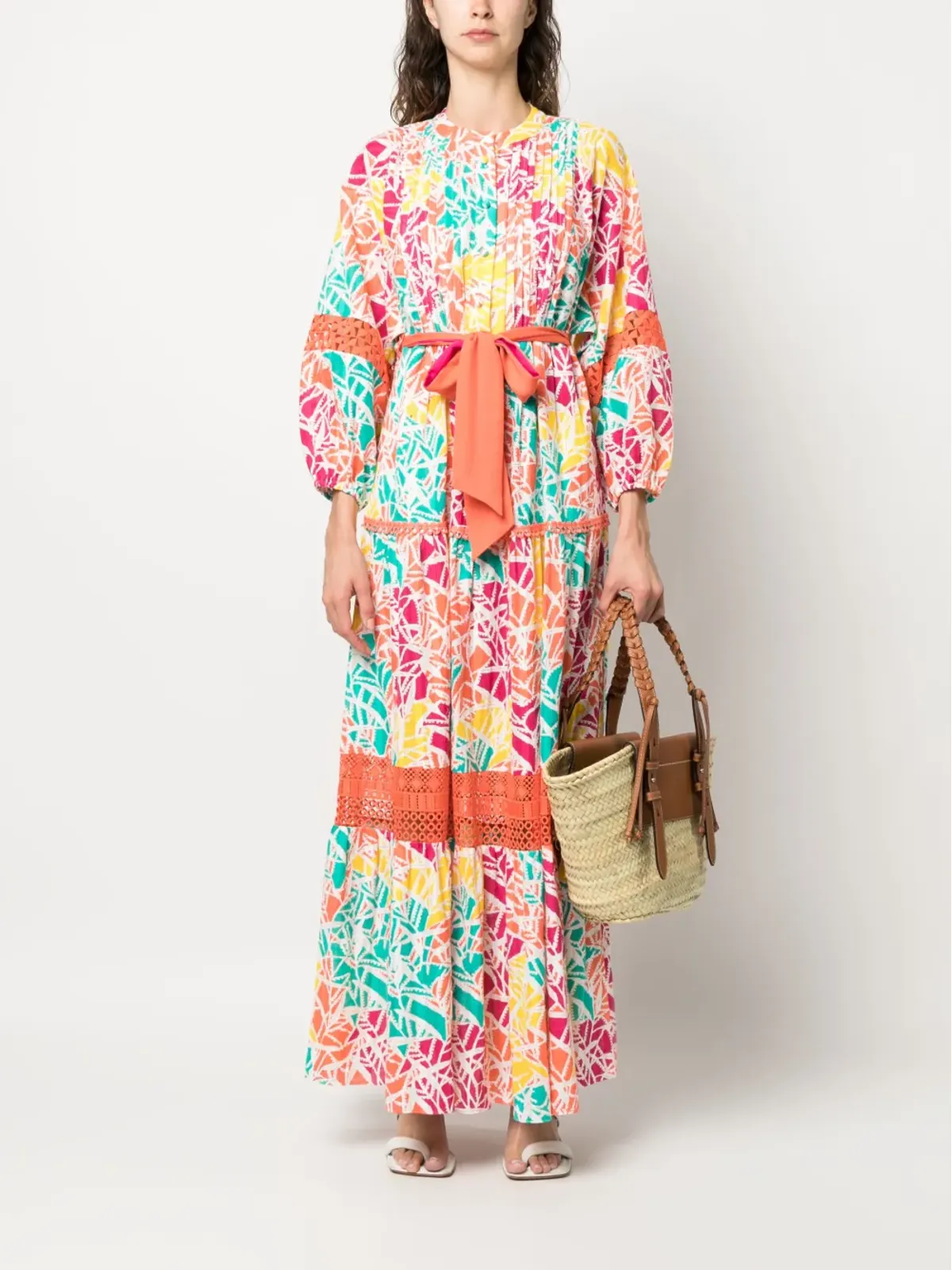 DVF Diane von Furstenberg グラフィックプリント ウエスト結びドレス オレンジ - 画像2