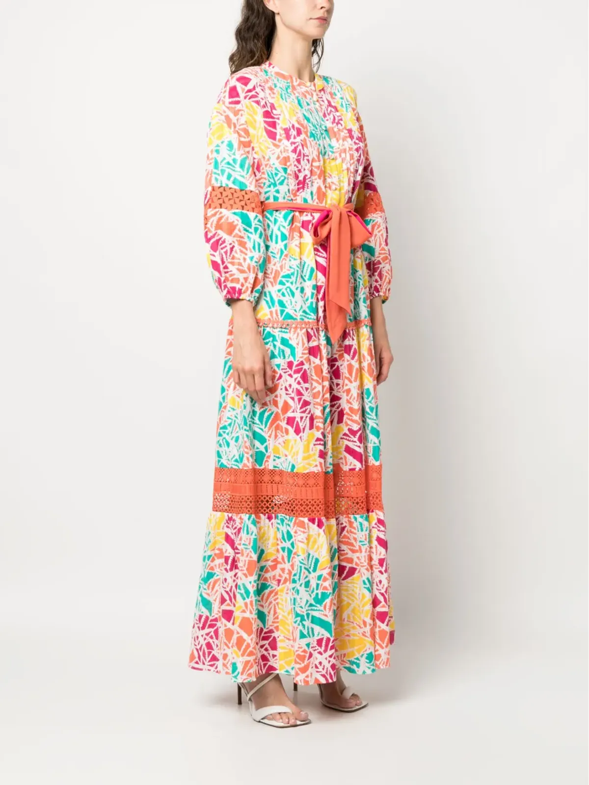 DVF Diane von Furstenberg グラフィックプリント ウエスト結びドレス オレンジ - 画像3
