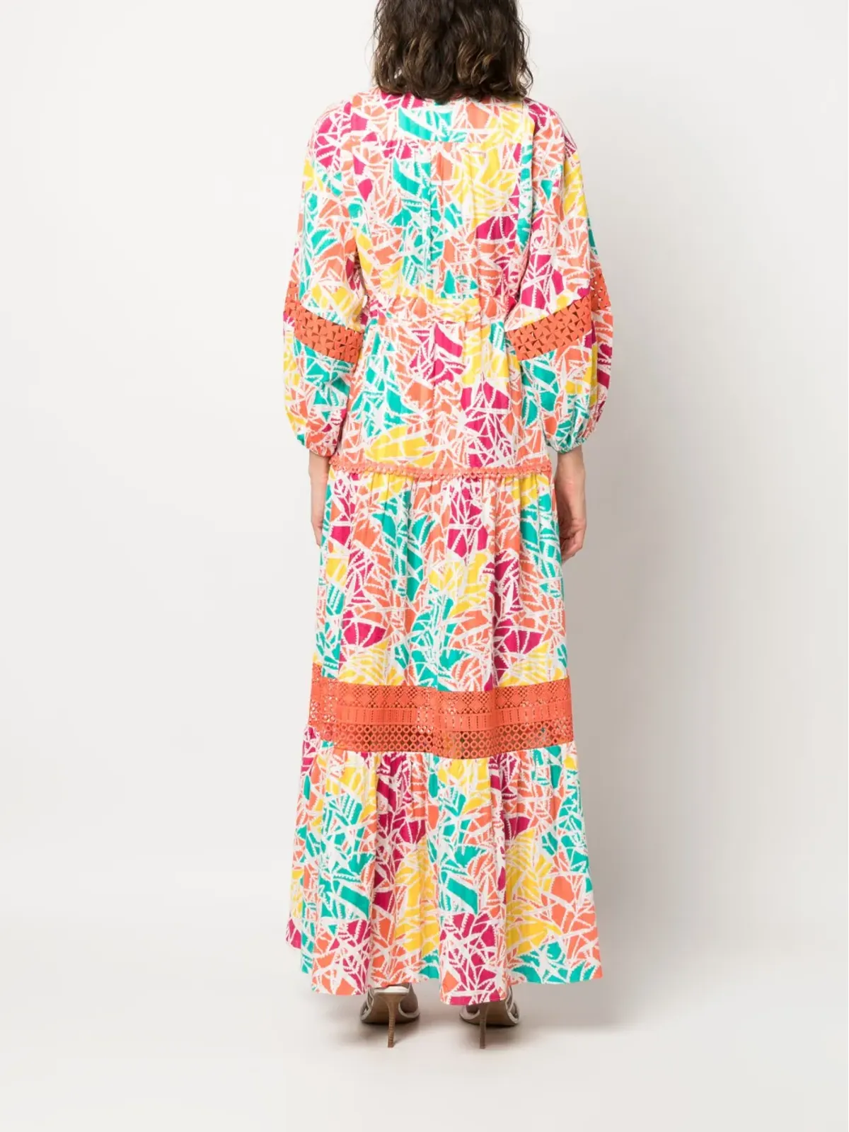 DVF Diane von Furstenberg グラフィックプリント ウエスト結びドレス オレンジ - 画像4