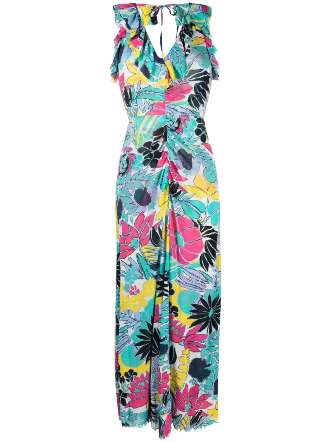 DVF Diane von Furstenberg DVF Diane von Furstenberg 花柄プリント フリルカラー ドレスの商品画像