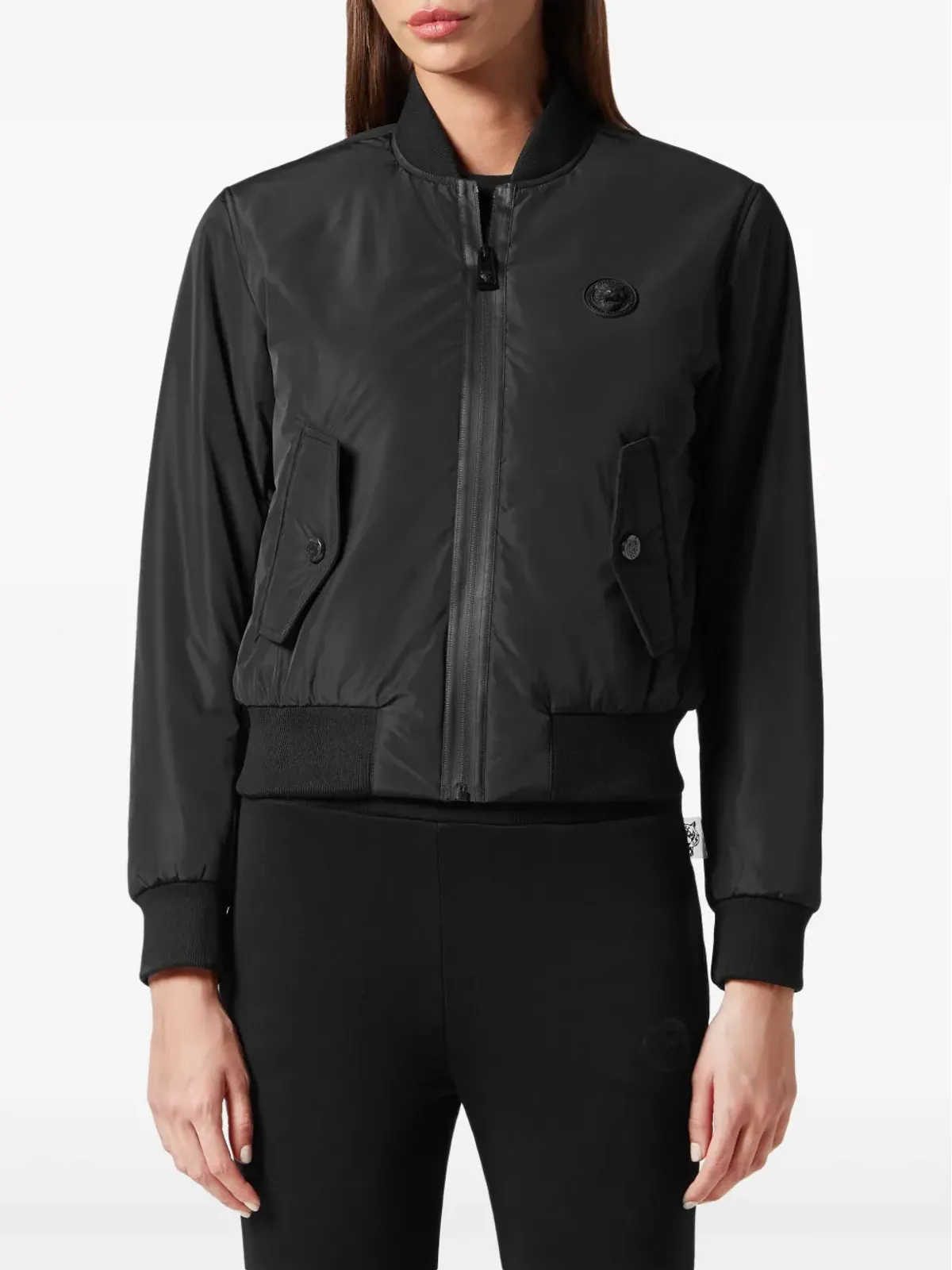 Plein Sport ロゴパッチ ジップアップ ボンバー ジャケット - 画像3