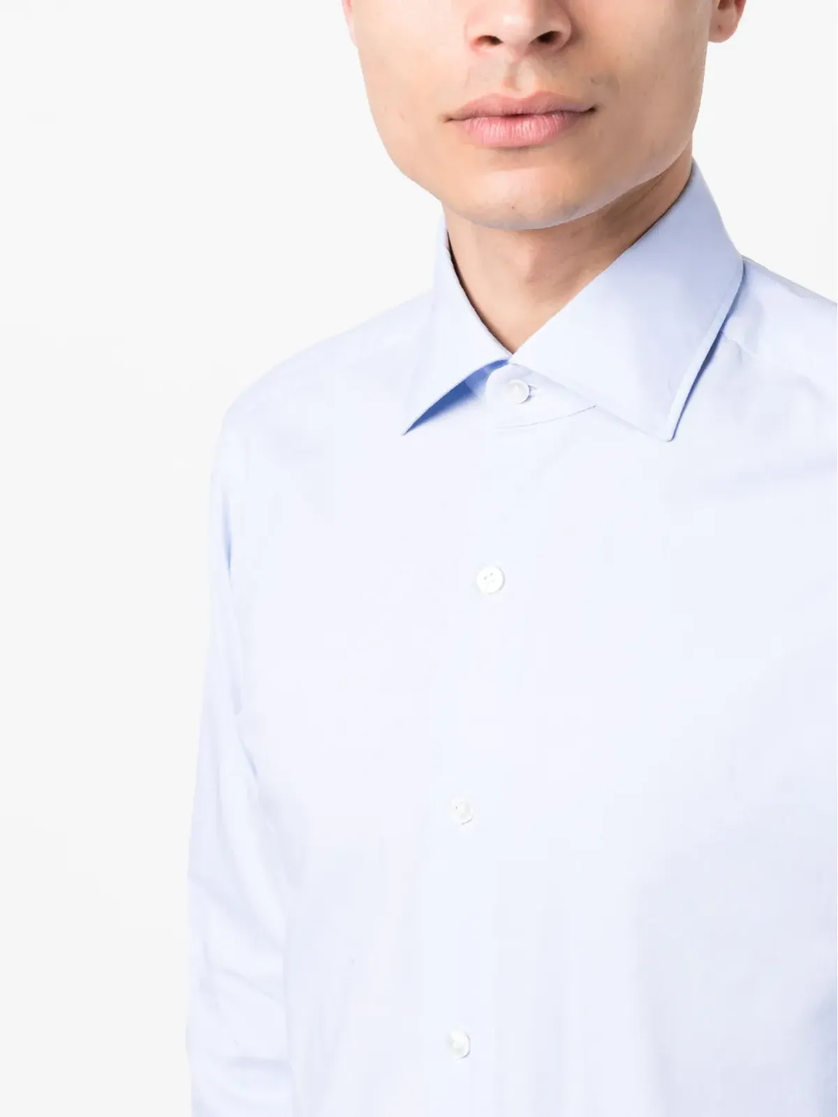 Barba スプレッドカラーコットンシャツ - 画像5