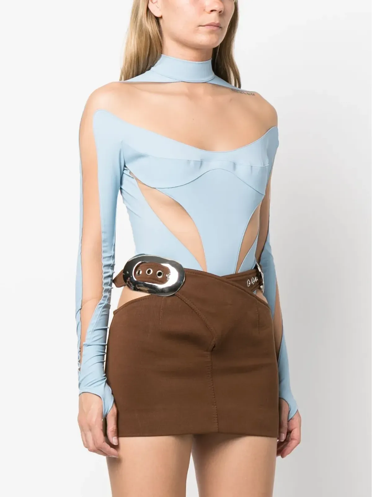 Mugler パネルド・シアーボディスーツ - 画像3