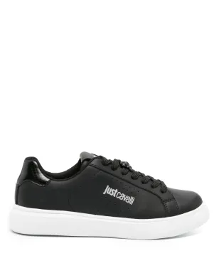 Just Cavalli Tiger Head-logo レザー スニーカー ブラック - サムネイル1