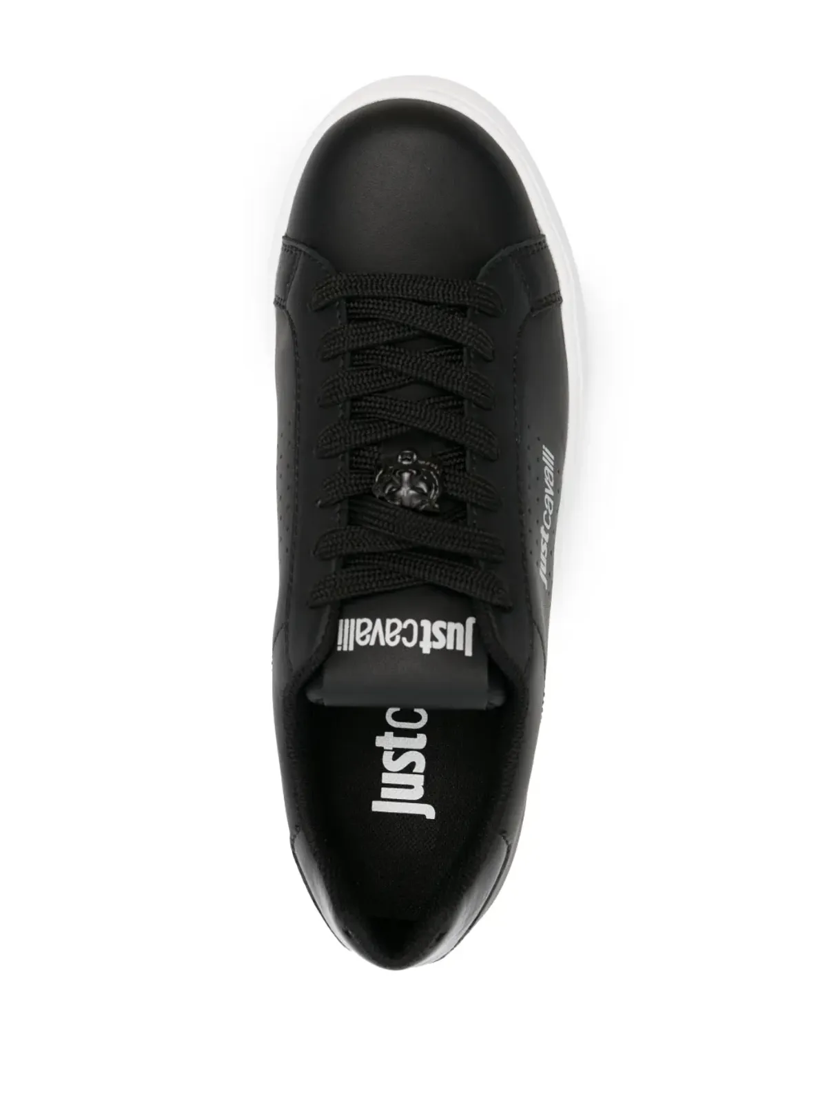 Just Cavalli Tiger Head-logo レザー スニーカー ブラック - 画像4