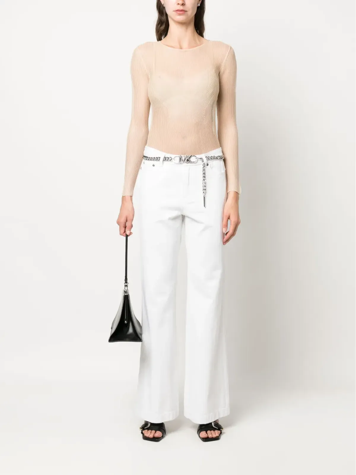 Michael Michael Kors チェーンリンクベルト付きフレアパンツ - ホワイト - 画像2