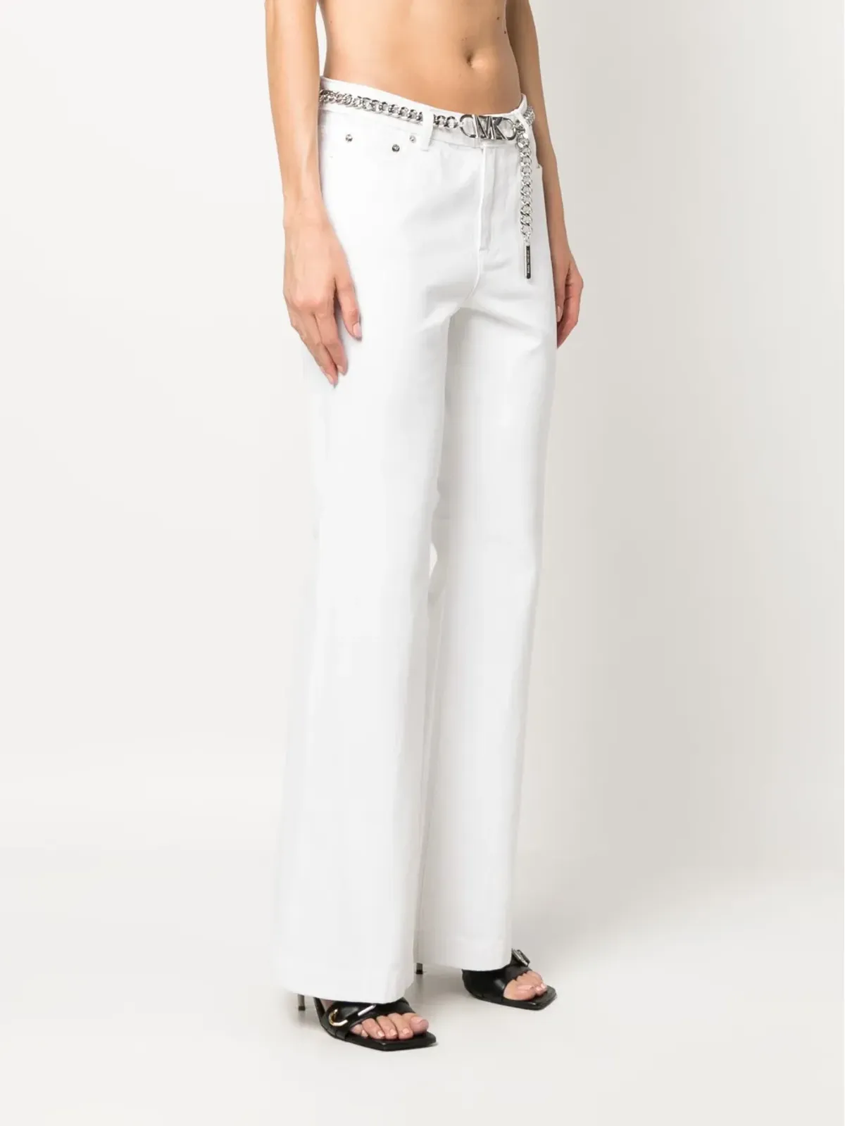 Michael Michael Kors チェーンリンクベルト付きフレアパンツ - ホワイト - 画像3
